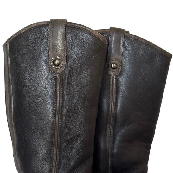 Frye Women's Melissa Button Tall Boots US 8B Shearling Lined Brown Leather - Picture 4 of 15